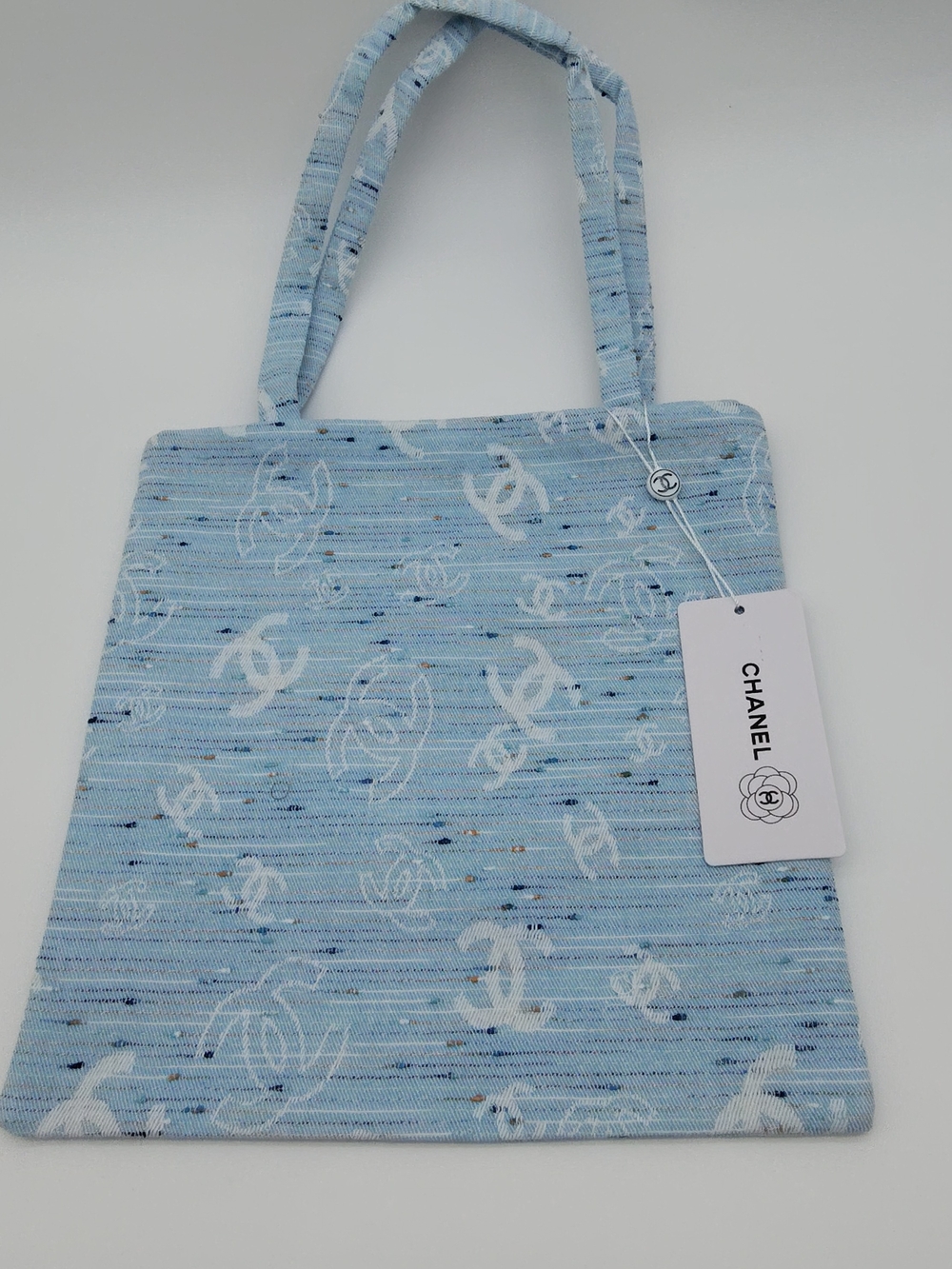 CHANEL Blue Tweed CC Logo Mini Tote Gift Summer 2024 Beauté Employee Tote NIP